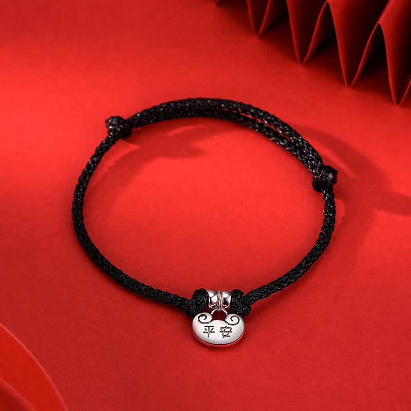 Braccialetto in corda intrecciata con lucchetto, forza, pace e gioia, fatto a mano in argento sterling 925, Buddha Stones
