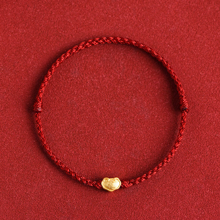 Buddha Stones 999 Oro Cinese Lucchetto Ciondolo Carattere Fu Protezione Braccialetto Fatto a Mano in Corda - Rosso scuro - Versione per bambini adatta per bambini da 0 a 4 anni (circonferenza del polso 12-18 cm) - image 11
