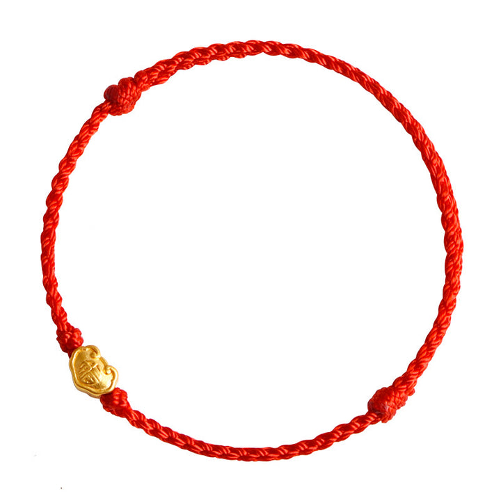 Buddha Stones 999 Oro Cinese Lucchetto Ciondolo Carattere Fu Protezione Braccialetto Fatto a Mano in Corda - image 11