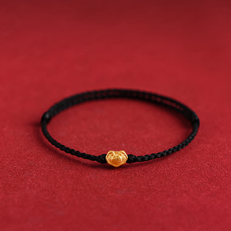Buddha Stones 999 Oro Cinese Lucchetto Ciondolo Carattere Fu Protezione Braccialetto Fatto a Mano in Corda - image 19