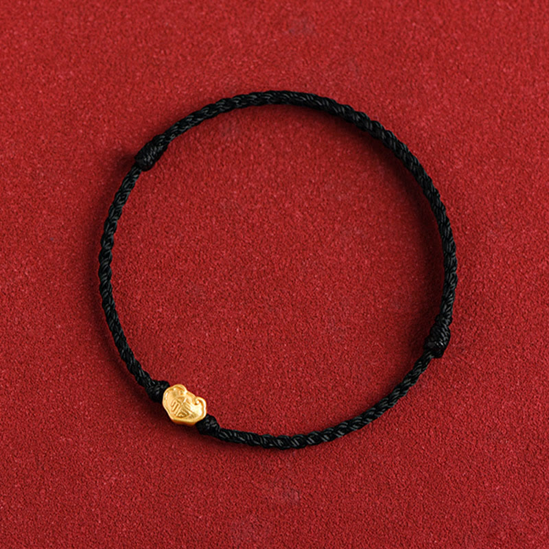 Buddha Stones 999 Oro Cinese Lucchetto Ciondolo Carattere Fu Protezione Braccialetto Fatto a Mano in Corda - image 18