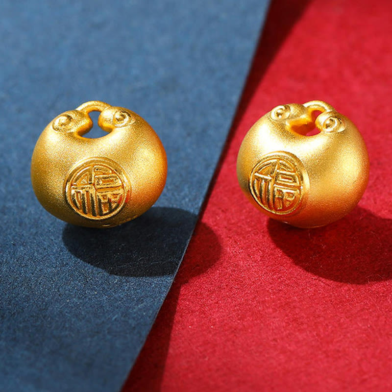 Collana con ciondolo a forma di corda con motivo a lucchetto con carattere Fu in oro 999 Buddha Stones