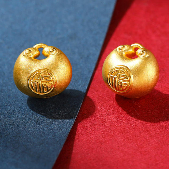 Collana con ciondolo a forma di corda con motivo a lucchetto con carattere Fu in oro 999 Buddha Stones