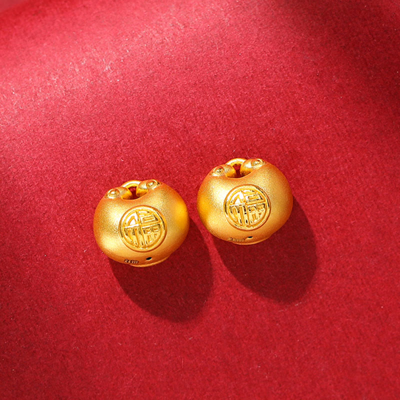 Collana con ciondolo a forma di corda con motivo a lucchetto con carattere Fu in oro 999 Buddha Stones