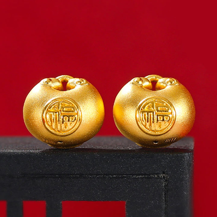 Collana con ciondolo a forma di corda con motivo a lucchetto con carattere Fu in oro 999 Buddha Stones