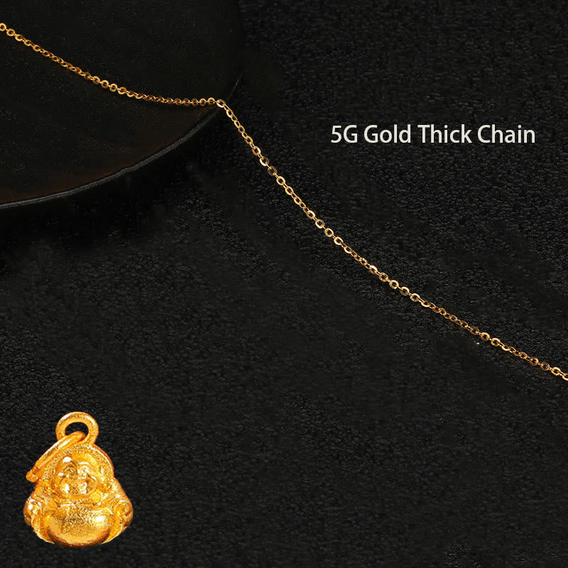 Collana con ciondolo Buddha Stones 999 Gold Mini Laughing Buddha Luck Wealth
