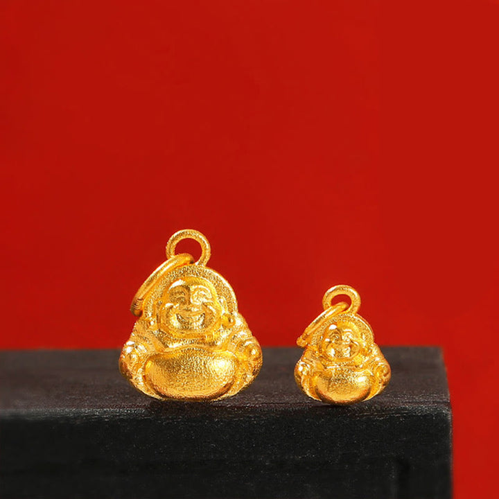 Collana con ciondolo Buddha Stones 999 Gold Mini Laughing Buddha Luck Wealth
