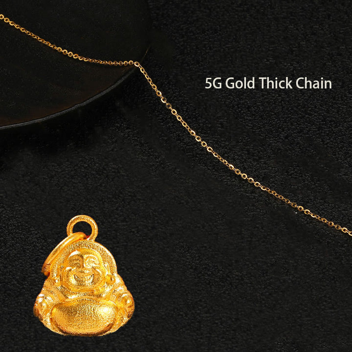 Collana con ciondolo Buddha Stones 999 Gold Mini Laughing Buddha Luck Wealth
