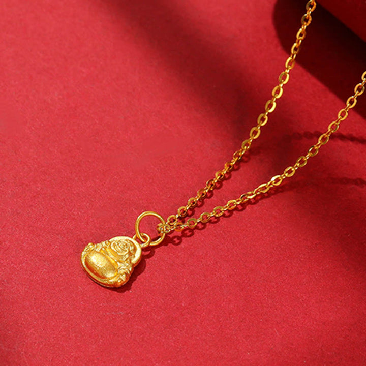 Collana con ciondolo Buddha Stones 999 Gold Mini Laughing Buddha Luck Wealth