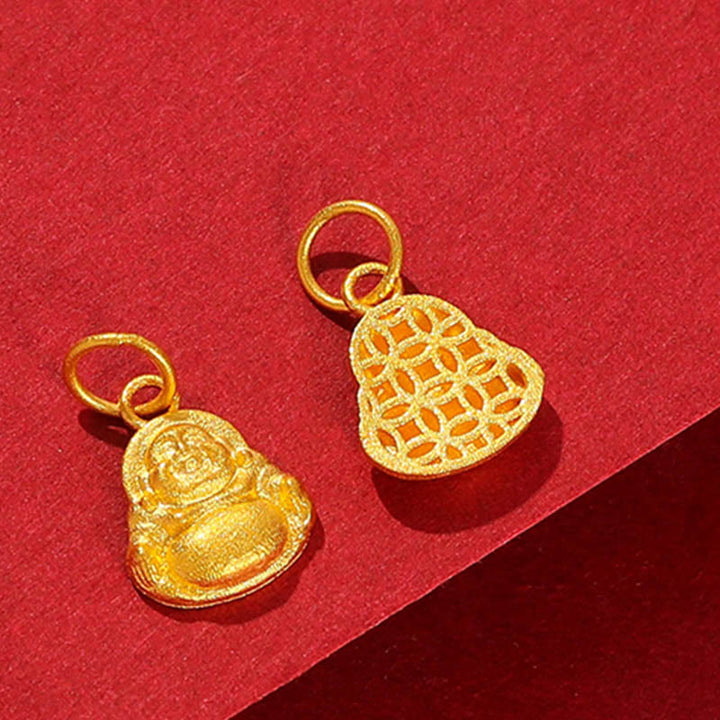 Collana con ciondolo Buddha Stones 999 Gold Mini Laughing Buddha Luck Wealth