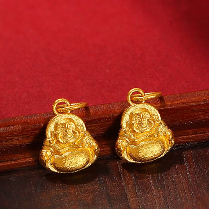 Collana con ciondolo Buddha Stones 999 Gold Mini Laughing Buddha Luck Wealth - image 0