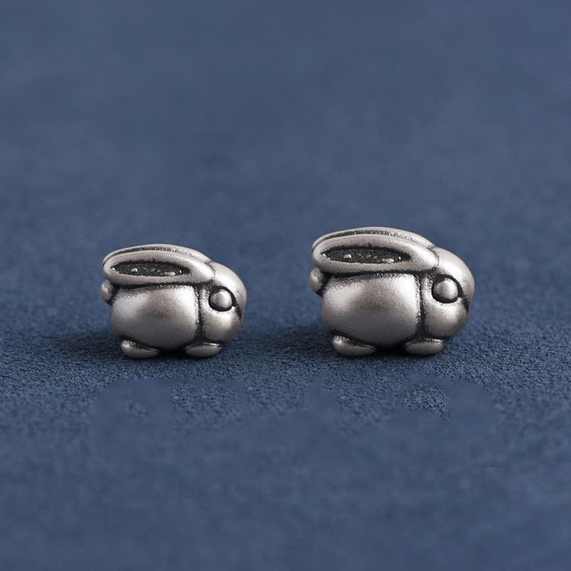 Buddha Stones Braccialetto portafortuna in corda di coniglio in argento sterling 999 fatto a mano