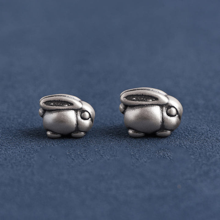 Buddha Stones Braccialetto portafortuna in corda di coniglio in argento sterling 999 fatto a mano