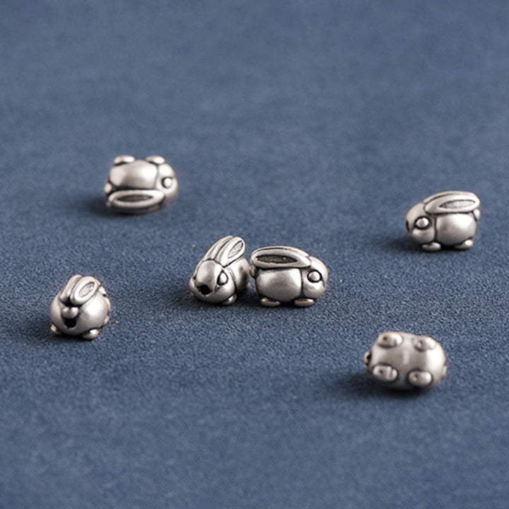Buddha Stones Braccialetto portafortuna in corda di coniglio in argento sterling 999 fatto a mano