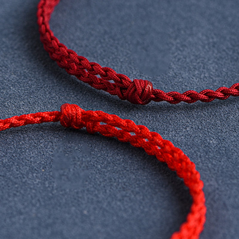 Buddha Stones Braccialetto portafortuna in corda di coniglio in argento sterling 999 fatto a mano - image 18