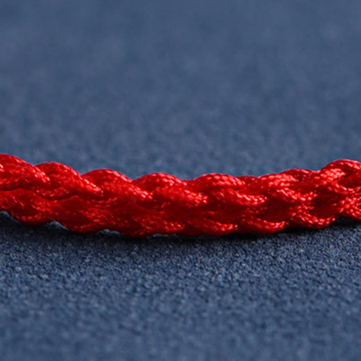 Buddha Stones Fatto a mano in argento sterling 999 Fu Character Wish Ruyi Handle Fortune Rope Bracciale Cavigliera - image 14