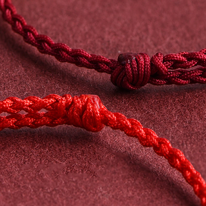 Buddha Stones 999 Oro Piccolo Fibbia della Pace Design Fatto a Mano Braccialetto di Corda Intrecciata Fortuna Cavigliera - image 17