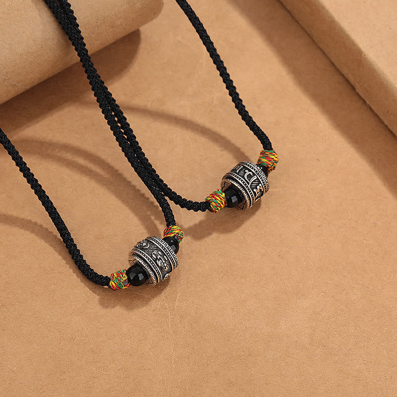Buddha Stones Tibet Om Mani Padme Hum Svastica PiXiu Rame Saggezza Corda Collana Pendente - image 2