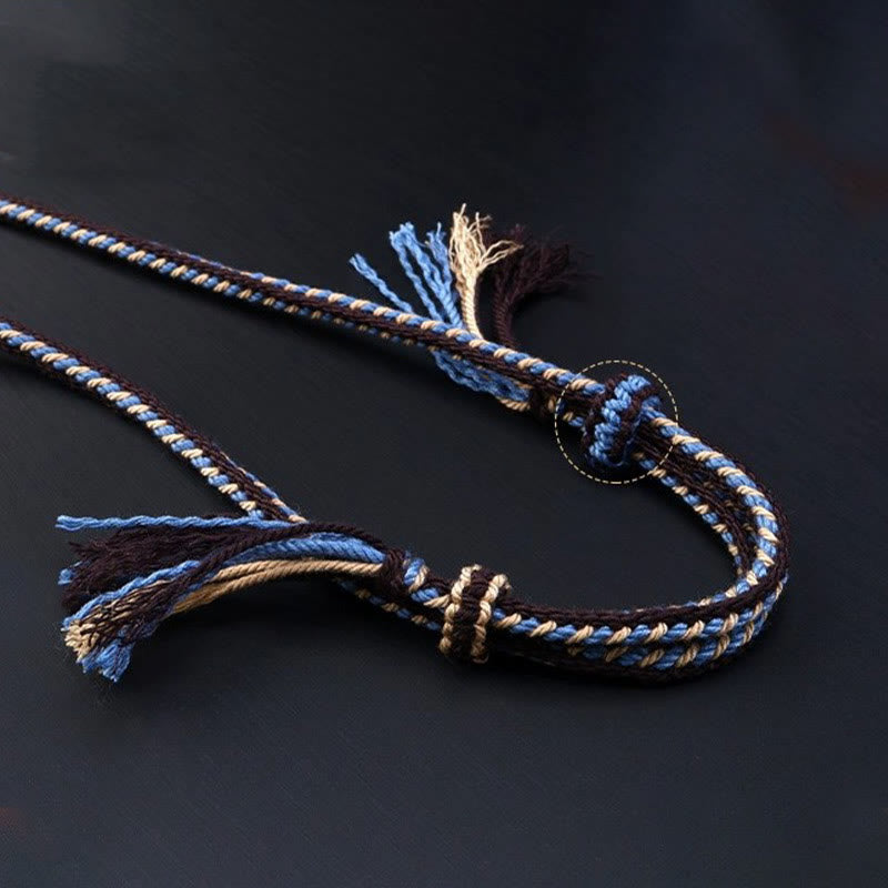 Collana con ciondolo in corda intrecciata con perline Dzi tibetane a nove occhi Buddha Stones