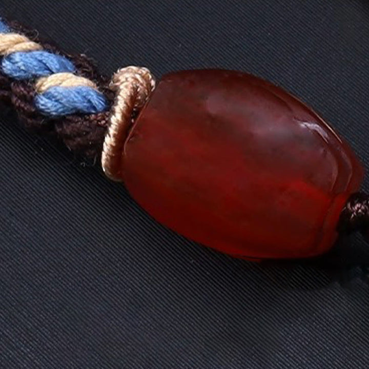 Collana con ciondolo in corda intrecciata con perline Dzi tibetane a nove occhi Buddha Stones