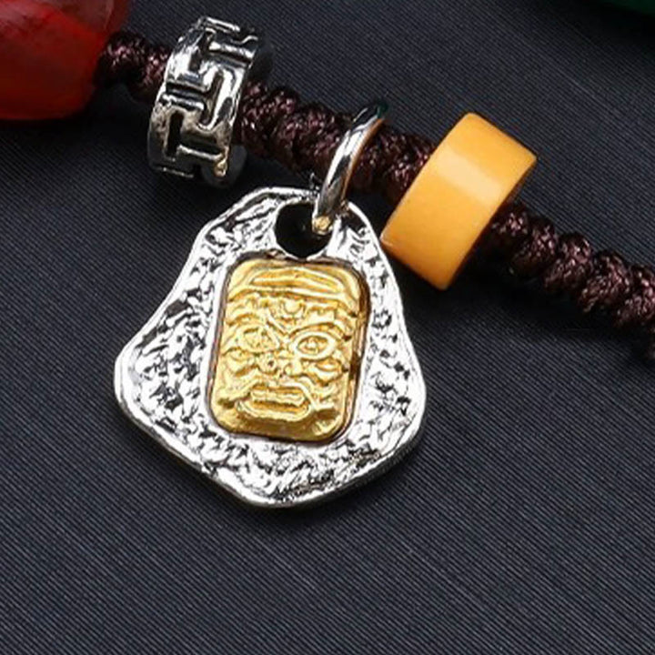 Collana con ciondolo in corda intrecciata con perline Dzi tibetane a nove occhi Buddha Stones
