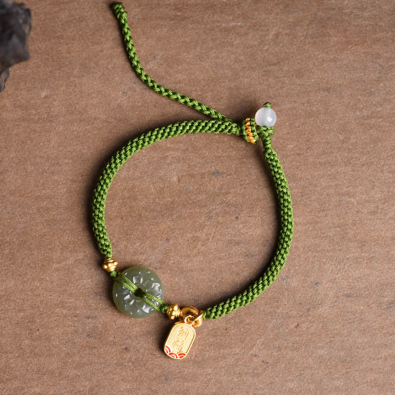 Braccialetto con fibbia della pace in giada verde Buddha Stones verde