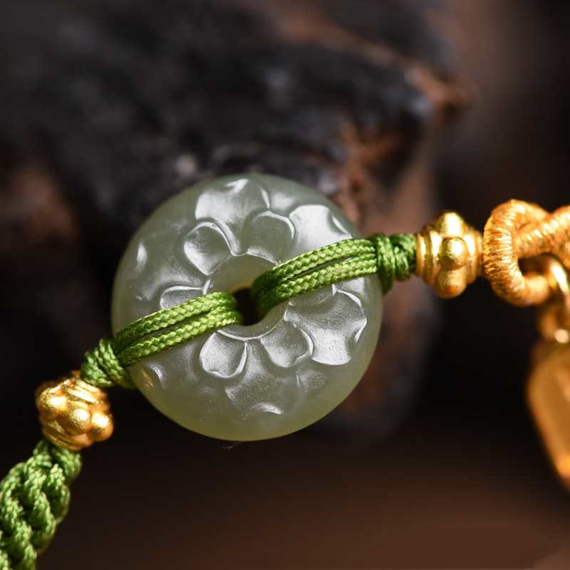 Braccialetto con fibbia della pace in giada verde Buddha Stones verde