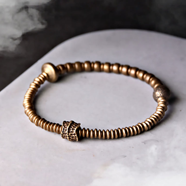 Bracciale in ottone con Buddha Stones e rame e fortuna