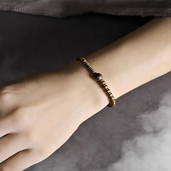 Bracciale in ottone con Buddha Stones e rame e fortuna