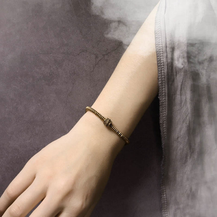Bracciale in ottone con Buddha Stones e rame e fortuna