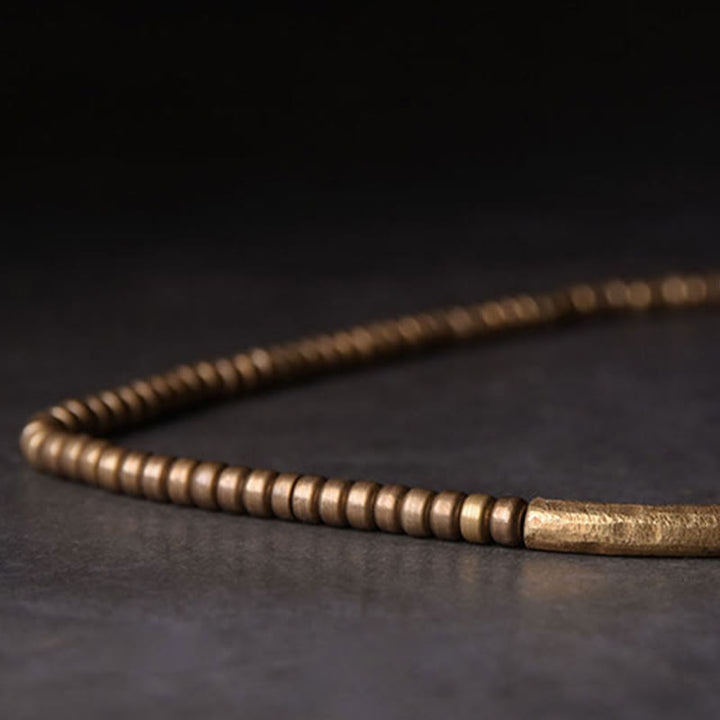 Bracciale avvolgente multistrato in perline di rame e roccia lavica vintage Buddha Stones