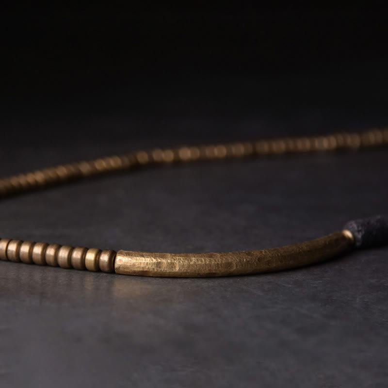 Bracciale avvolgente multistrato in perline di rame e roccia lavica vintage Buddha Stones