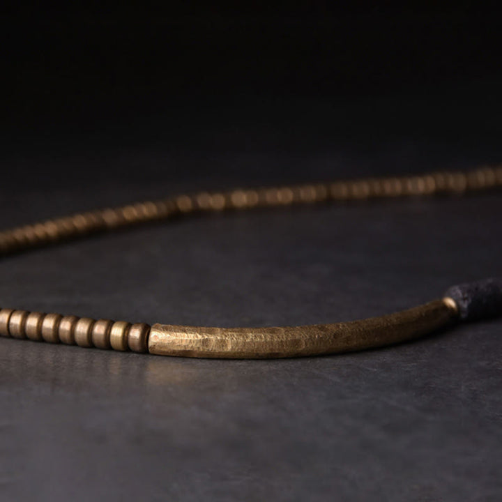 Bracciale avvolgente multistrato in perline di rame e roccia lavica vintage Buddha Stones