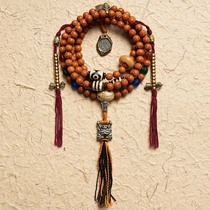 Buddha Stones Tibet Bodhi Seed 108 Mala Beads Saggezza Pace Bracciale Collana
