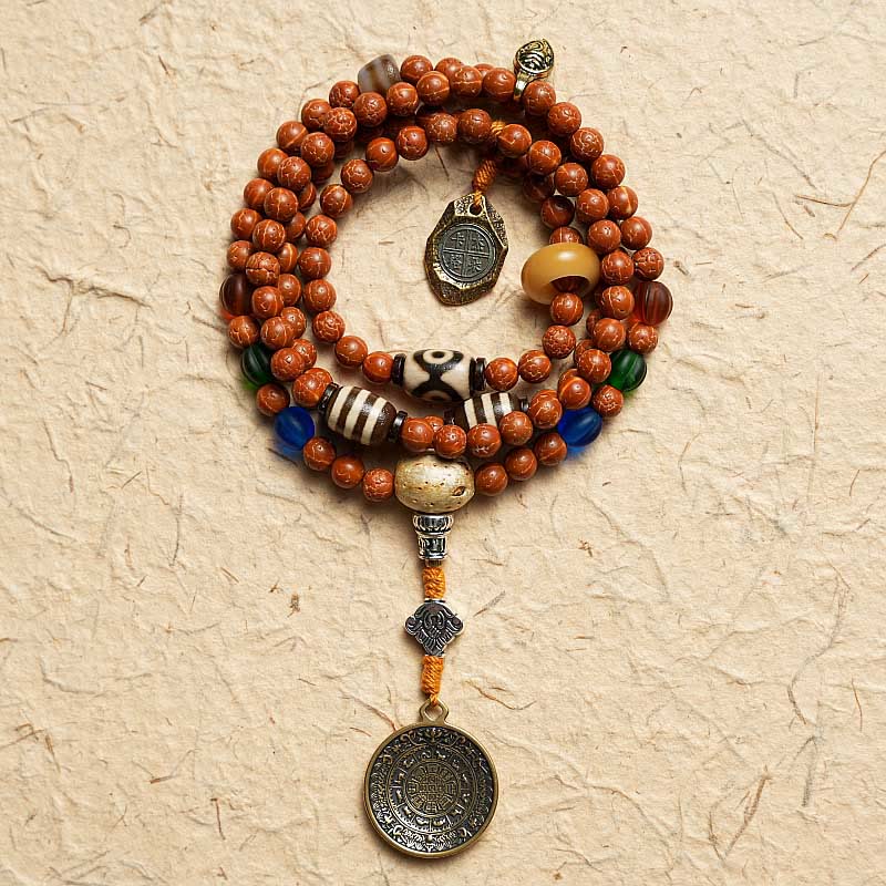 Buddha Stones Tibet Bodhi Seed 108 Mala Beads Saggezza Pace Bracciale Collana