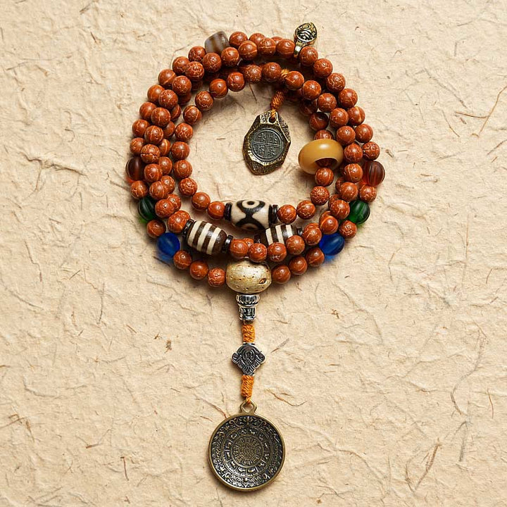 Buddha Stones Tibet Bodhi Seed 108 Mala Beads Saggezza Pace Bracciale Collana