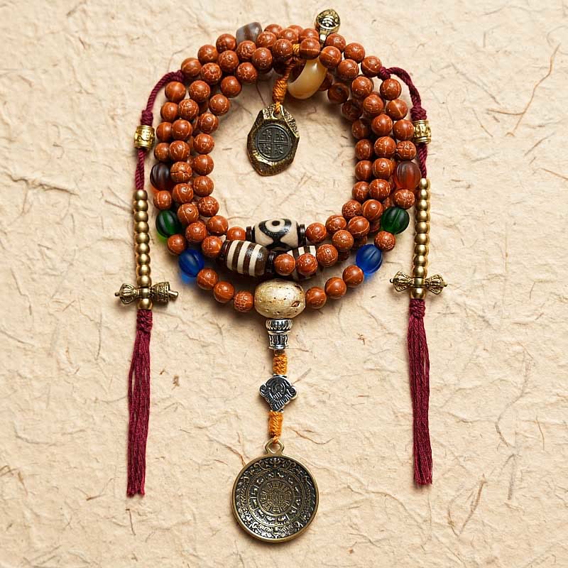 Buddha Stones Tibet Bodhi Seed 108 Mala Beads Saggezza Pace Bracciale Collana