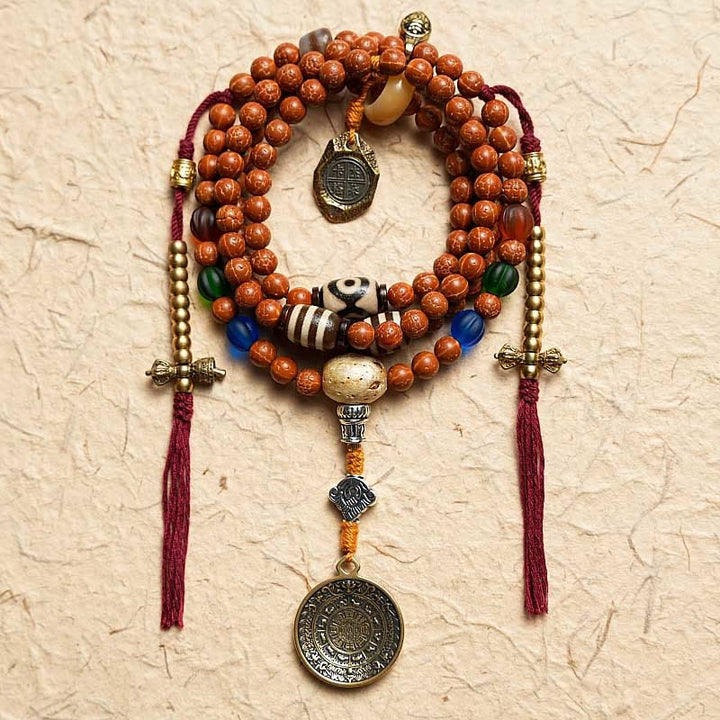 Buddha Stones Tibet Bodhi Seed 108 Mala Beads Saggezza Pace Bracciale Collana