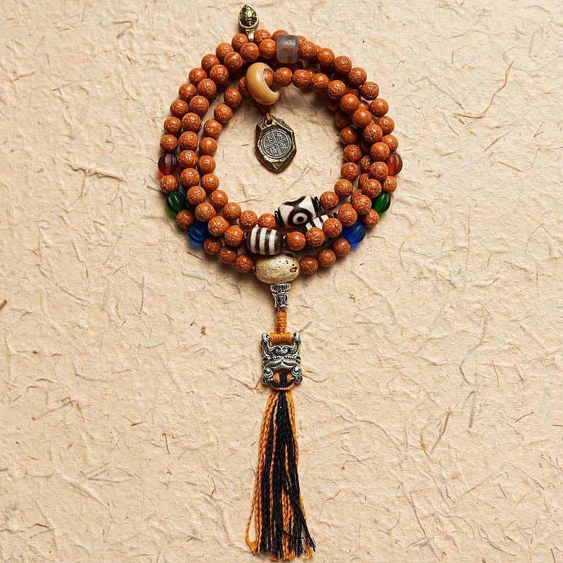 Buddha Stones Tibet Bodhi Seed 108 Mala Beads Saggezza Pace Bracciale Collana