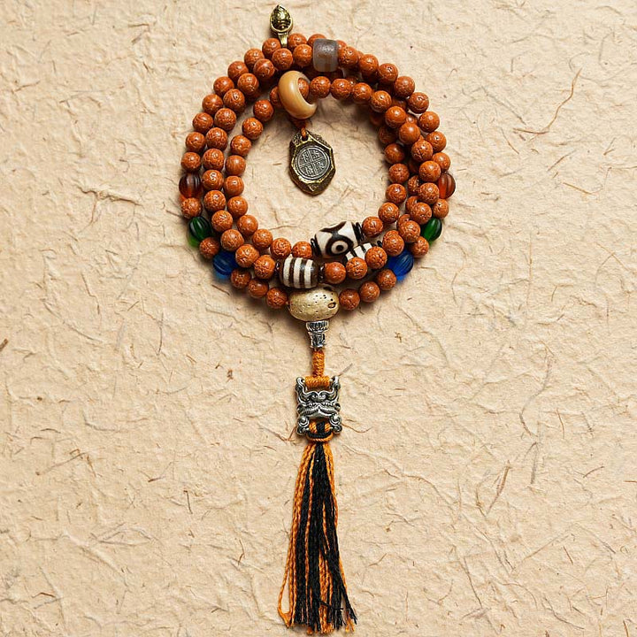 Buddha Stones Tibet Bodhi Seed 108 Mala Beads Saggezza Pace Bracciale Collana
