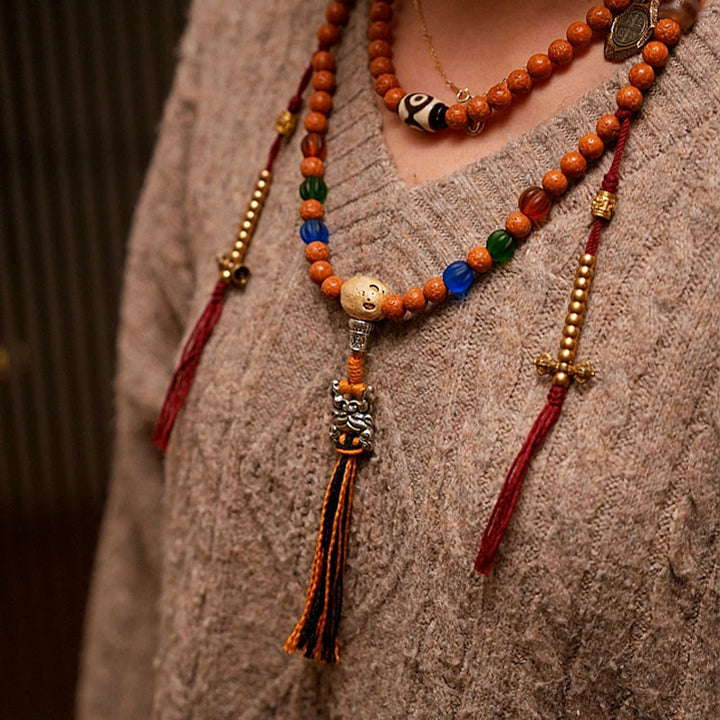 Buddha Stones Tibet Bodhi Seed 108 Mala Beads Saggezza Pace Bracciale Collana