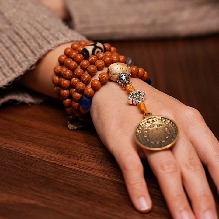 Buddha Stones Tibet Bodhi Seed 108 Mala Beads Saggezza Pace Bracciale Collana