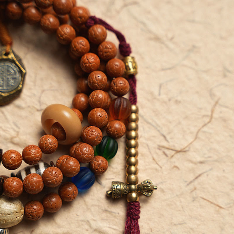 Buddha Stones Tibet Bodhi Seed 108 Mala Beads Saggezza Pace Bracciale Collana
