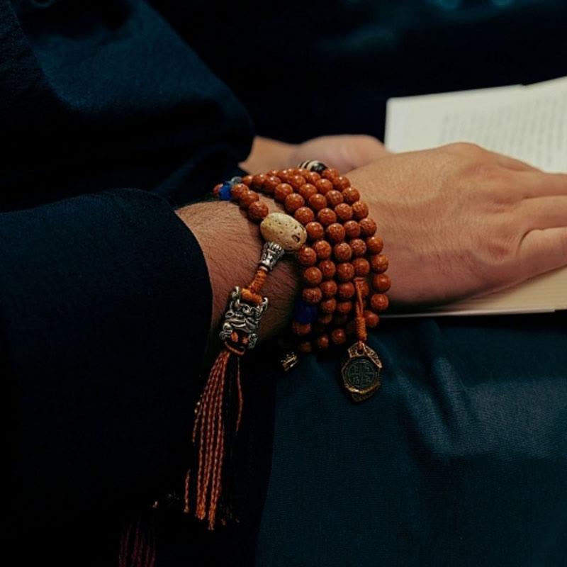 Buddha Stones Tibet Bodhi Seed 108 Mala Beads Saggezza Pace Bracciale Collana