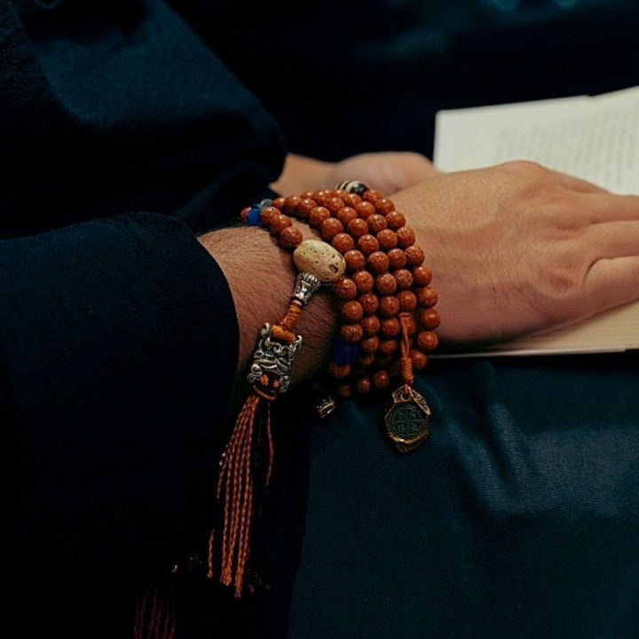 Buddha Stones Tibet Bodhi Seed 108 Mala Beads Saggezza Pace Bracciale Collana