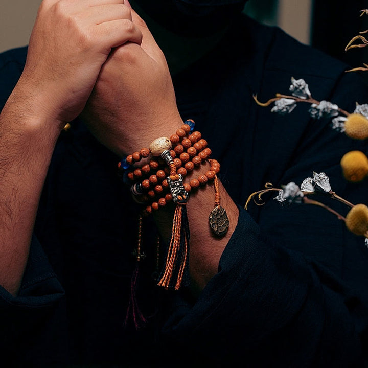 Buddha Stones Tibet Bodhi Seed 108 Mala Beads Saggezza Pace Bracciale Collana