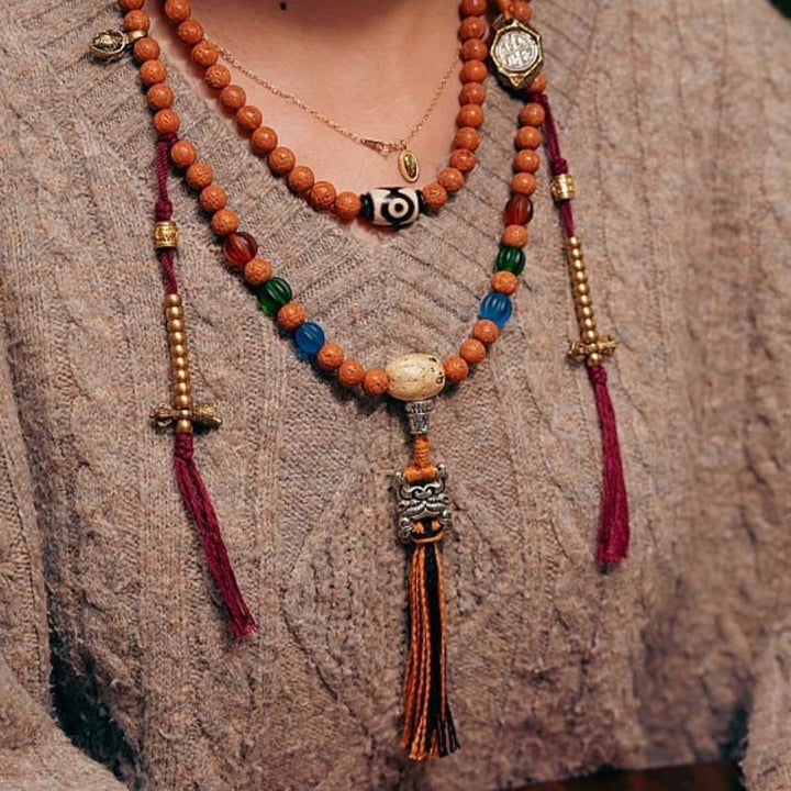 Buddha Stones Tibet Bodhi Seed 108 Mala Beads Saggezza Pace Bracciale Collana