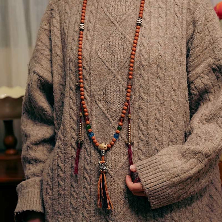 Buddha Stones Tibet Bodhi Seed 108 Mala Beads Saggezza Pace Bracciale Collana