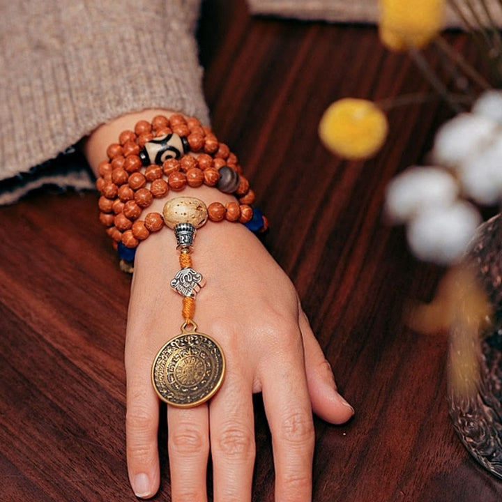 Buddha Stones Tibet Bodhi Seed 108 Mala Beads Saggezza Pace Bracciale Collana