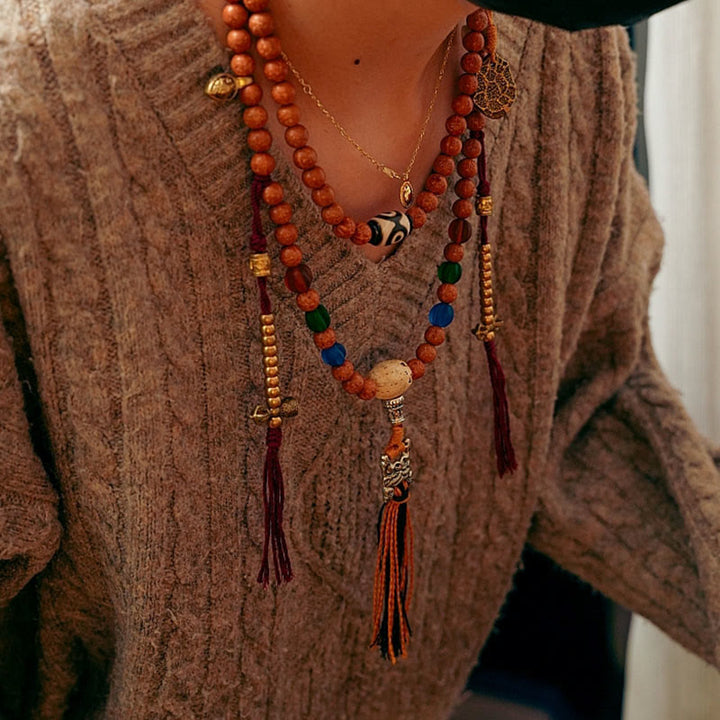 Buddha Stones Tibet Bodhi Seed 108 Mala Beads Saggezza Pace Bracciale Collana